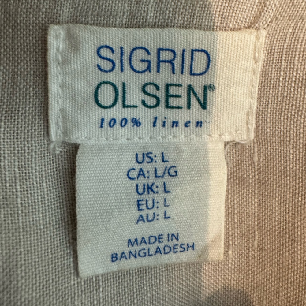 Sigrid Olsen Womens Linen Shirt Button Down Large Beachy Lagenlook Oversized - Picture 5 of 6